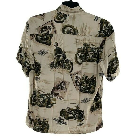 Harley-Davidson Shirts Mens Size Medium Motorcycle Print Front Pocket Button Top - Picture 2 of 9